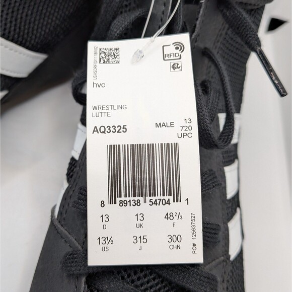 Adidas HVC 2 Wrestling Shoes Men\'s 13.5 Black White AQ3325 Havoc Boxing MMA New main image 4